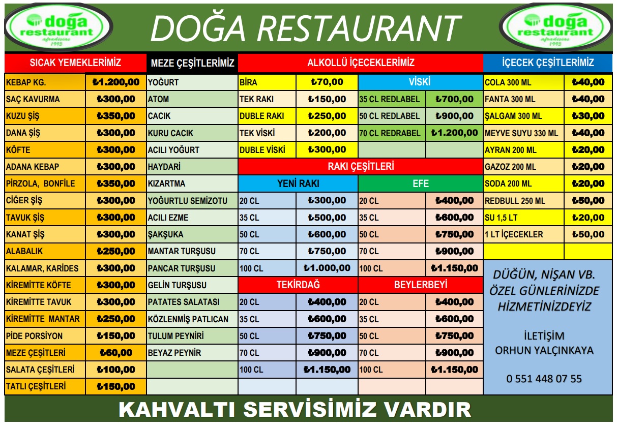 Yemek menüsü
