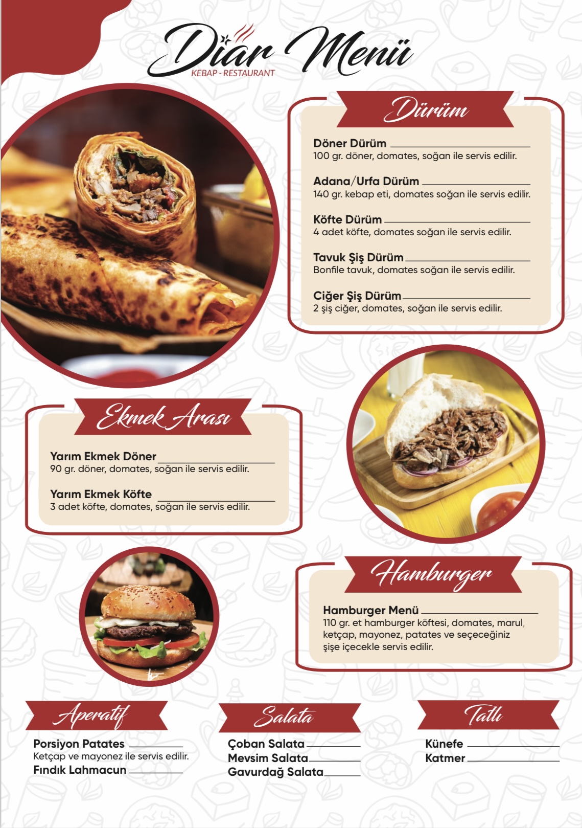Dürüm Ekmek Arası Aparatif Tatlı Salata