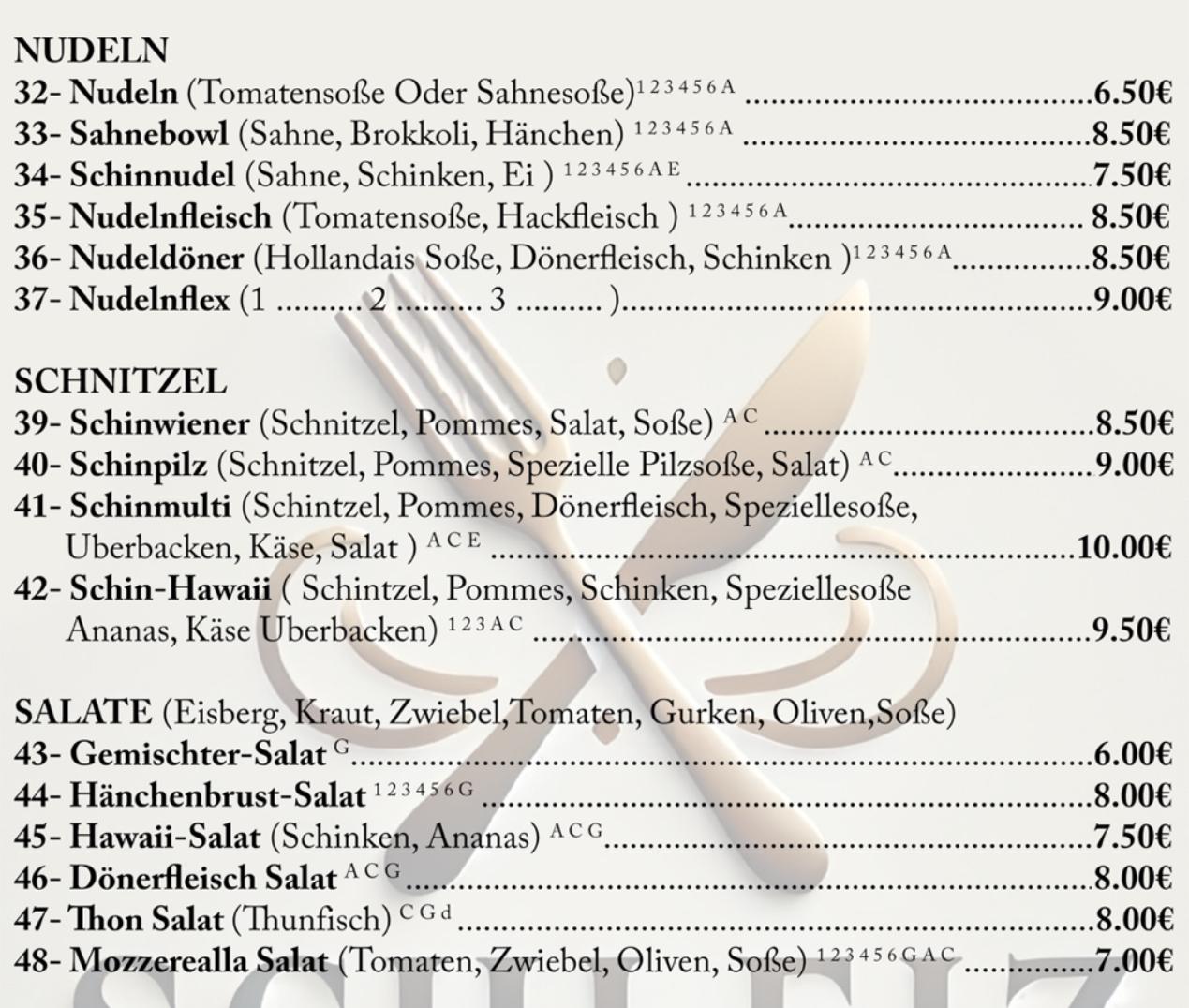 Nudeln & Schnitzel & Salate