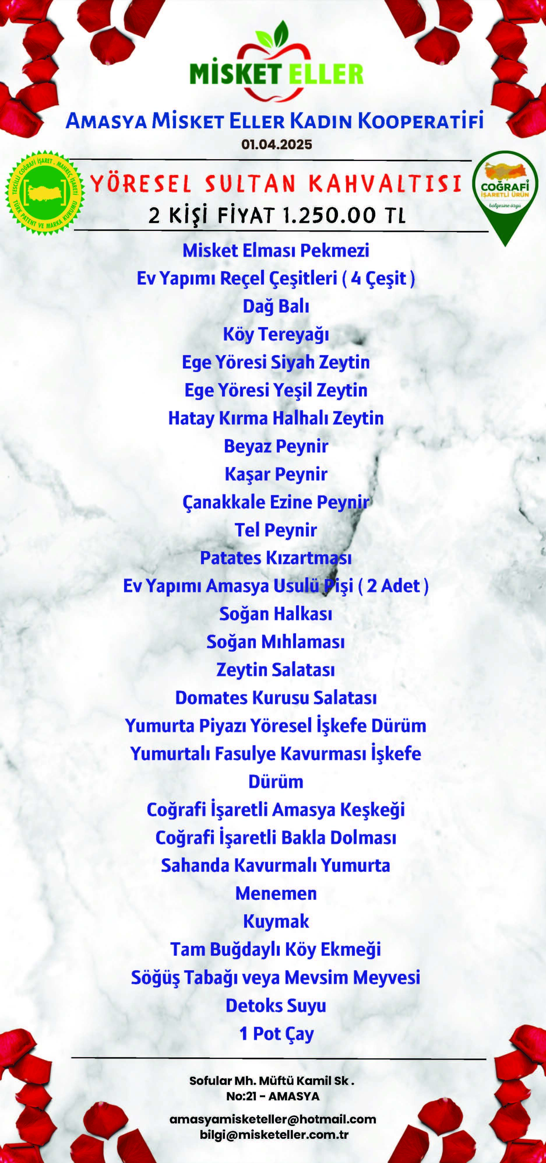 YÖRESEL SULTAN KAHVALTISI (2 KİŞİLİK )