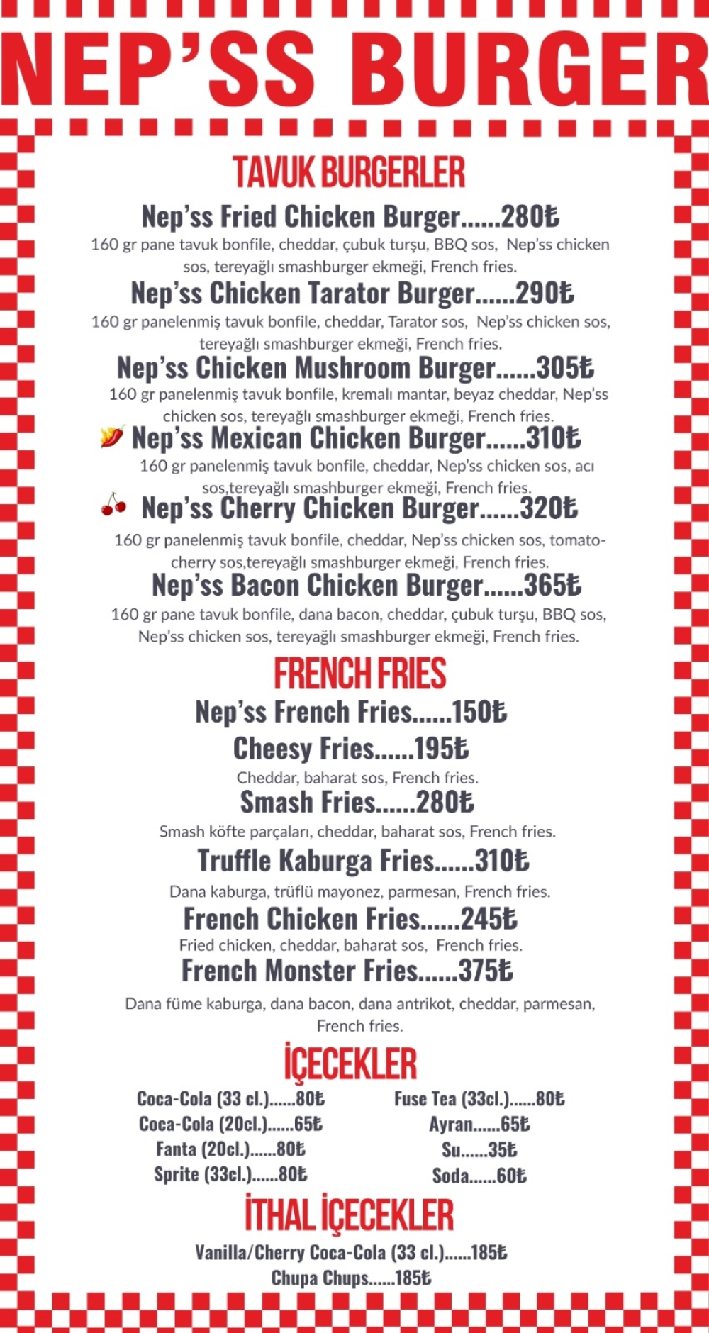 Neaps Menu NEP'SS BURGER - Menüm.co İle Kendi QR Menünüzü Hemen Ücretsiz Oluşturun