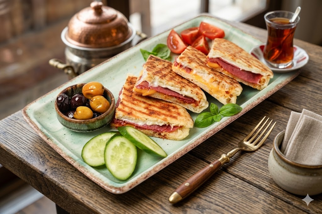 Kaşarlı Sucuklu Bazlama Tost