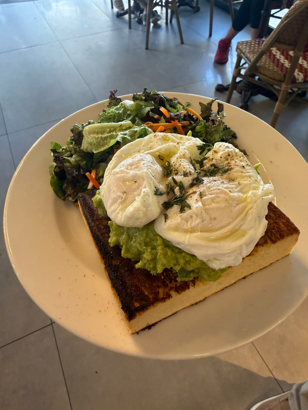 Kızamış Brioche Üstü Avocado & Poşe Yumurta / Toasted Brioche Topped with Avocado & Poached Eggs