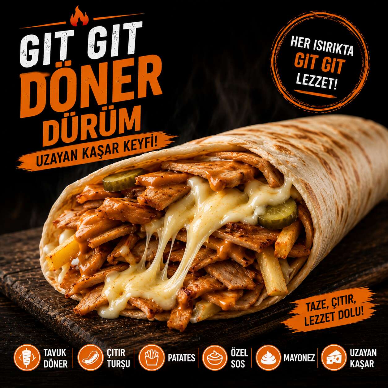 Kaşarlı Gıt-Gıt Tavuk Dürüm