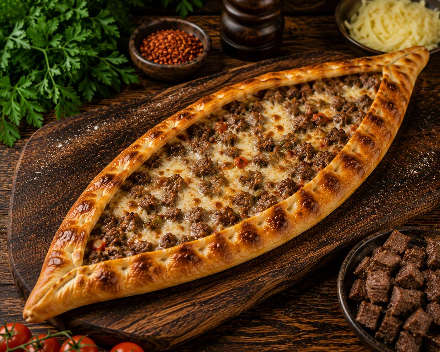 Kuşbaşılı Kaşarlı Pide