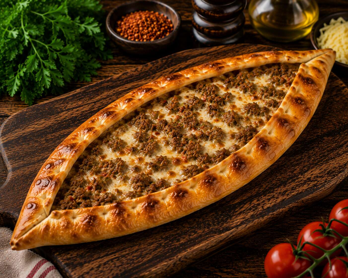 Kıymalı Kaşarlı Pide