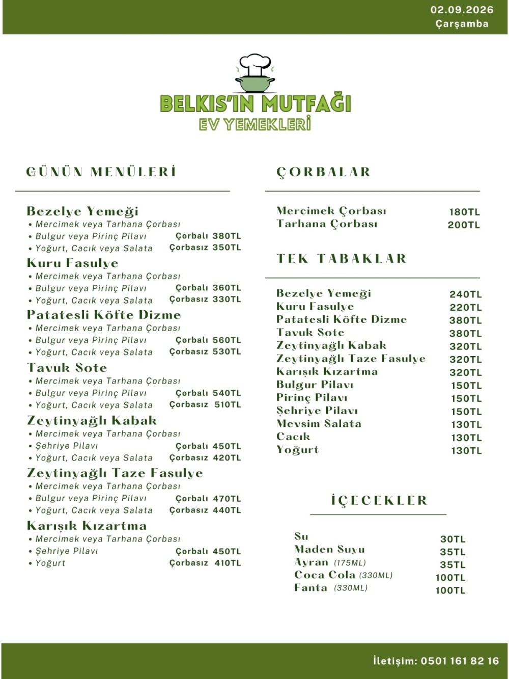 Belkıs'ın Mutfağı - Günün Menüsü