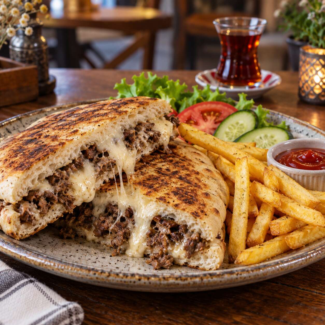 Kavurmalı Bazlamalı Tost