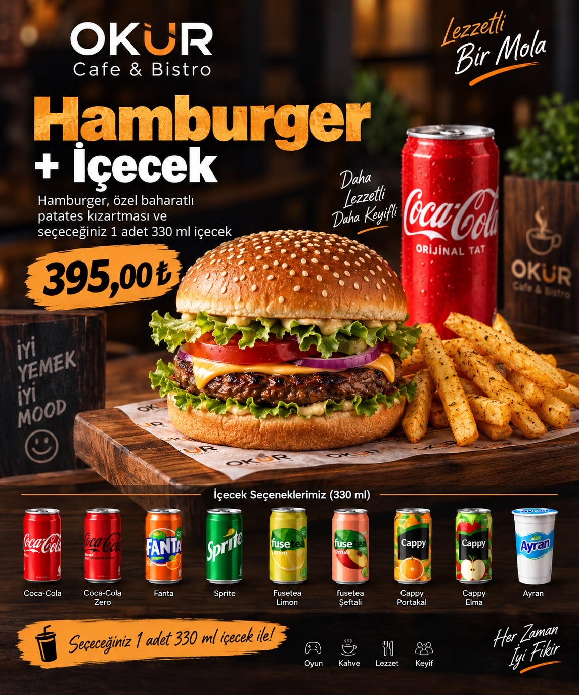 Hamburger + 330 ml İçecek