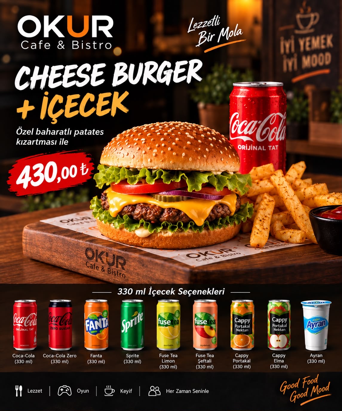 Cheese Burger + 330 ml İçecek