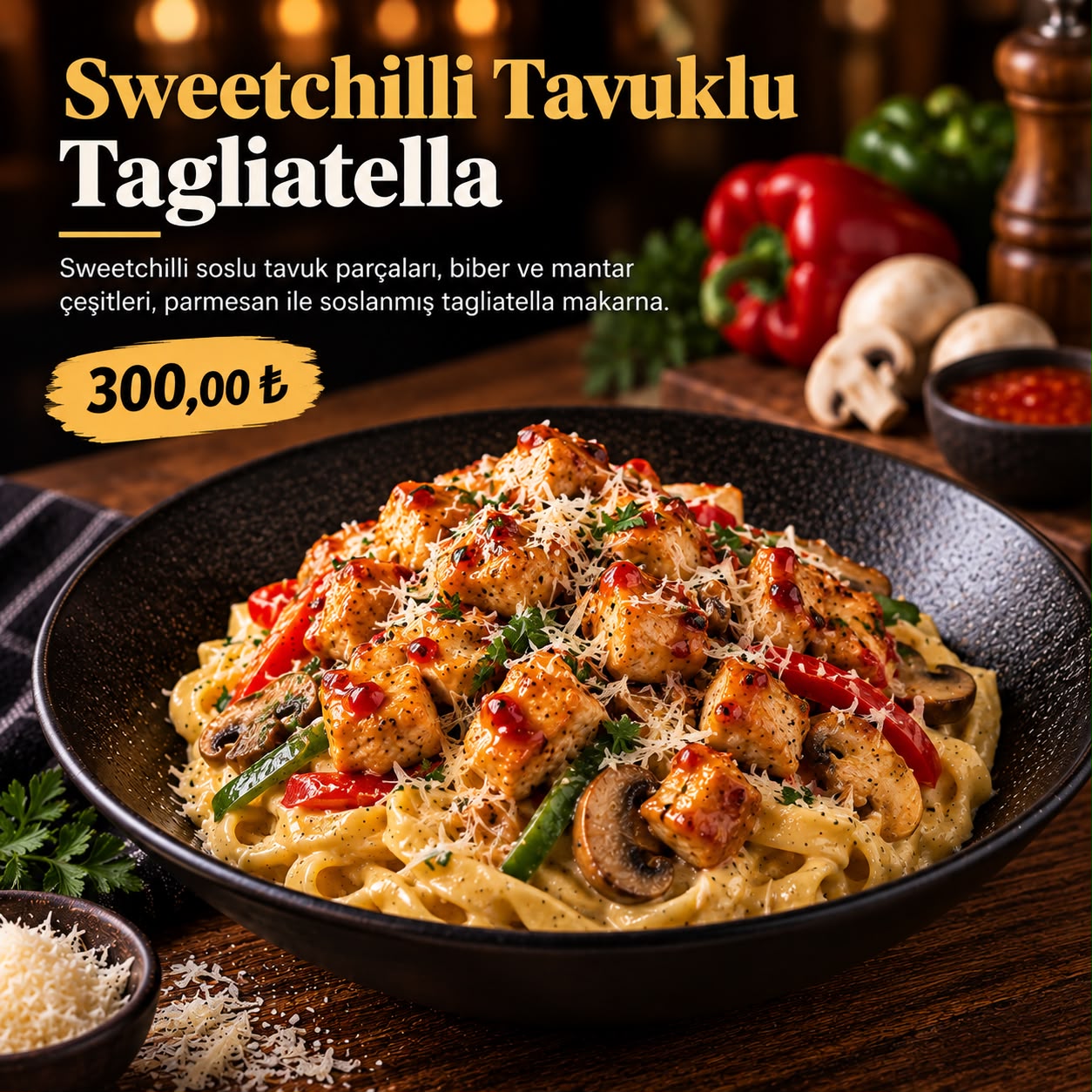 Sweetchilli Tavuklu Tagliatella