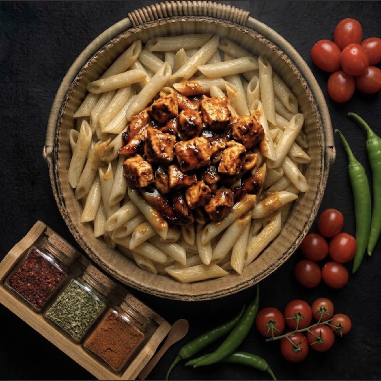 KOVADA BARBEKÜ SOSLU TAVUKLU MAKARNA