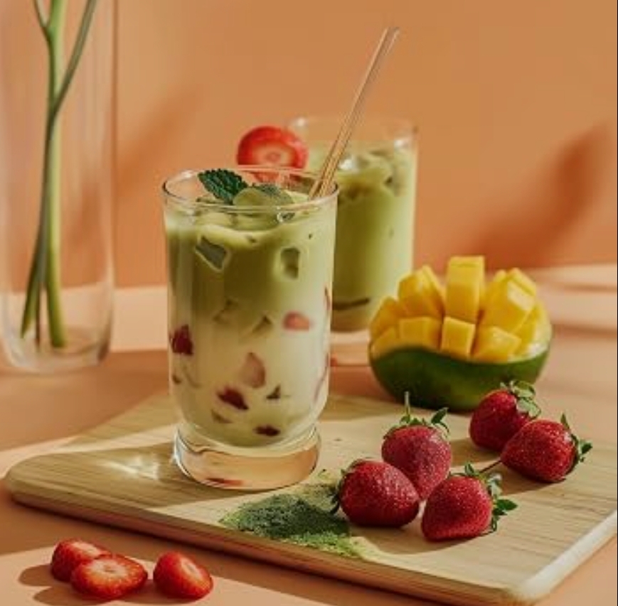 Iced Mango Strawberry Matcha
